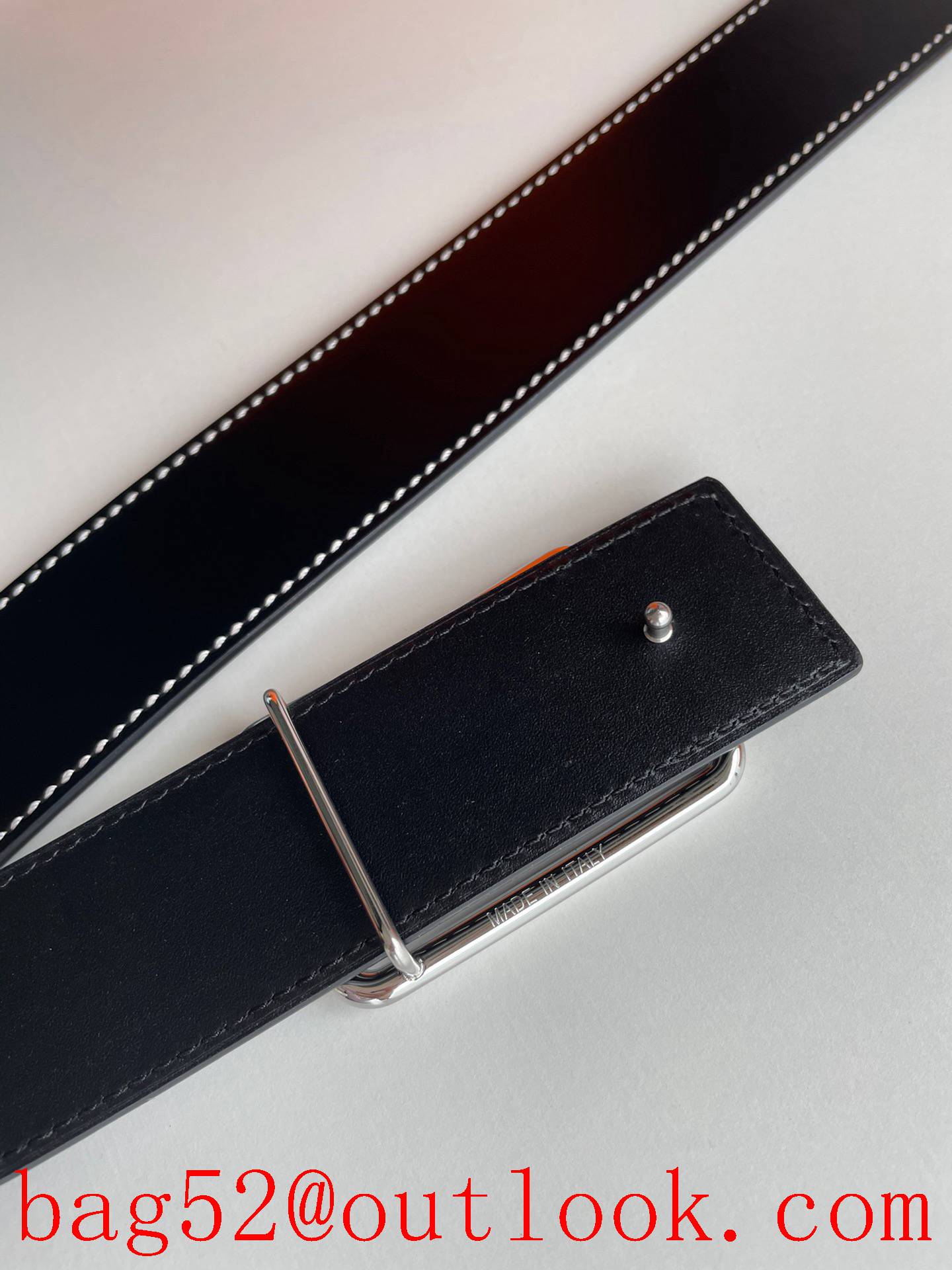 Hermes Double-sided fine cowhide belt with diamond buckle belt