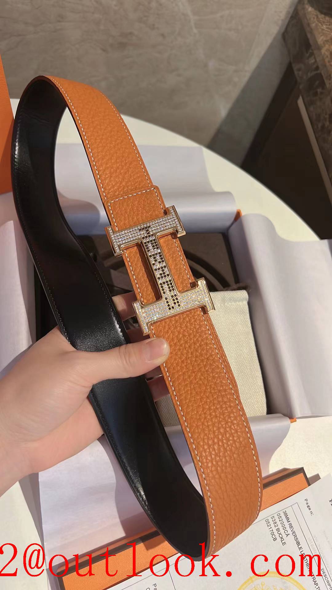 Hermes Stainless steel inlaid drill button process belt