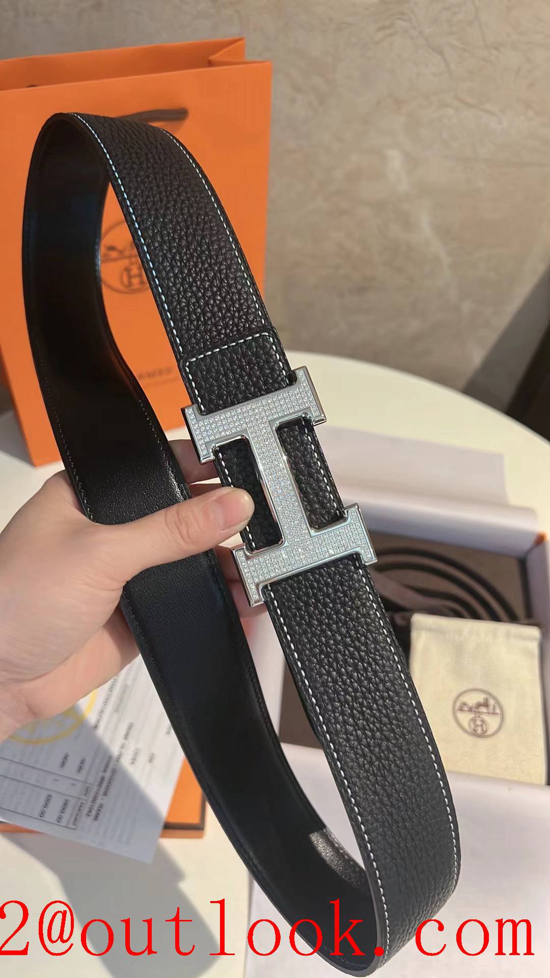 Hermes Stainless steel inlaid drill button process belt