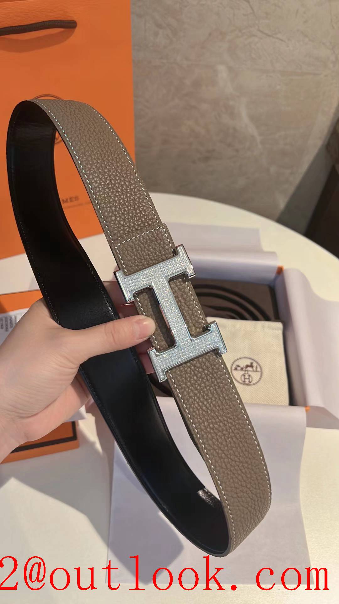 Hermes Stainless steel inlaid drill button process belt