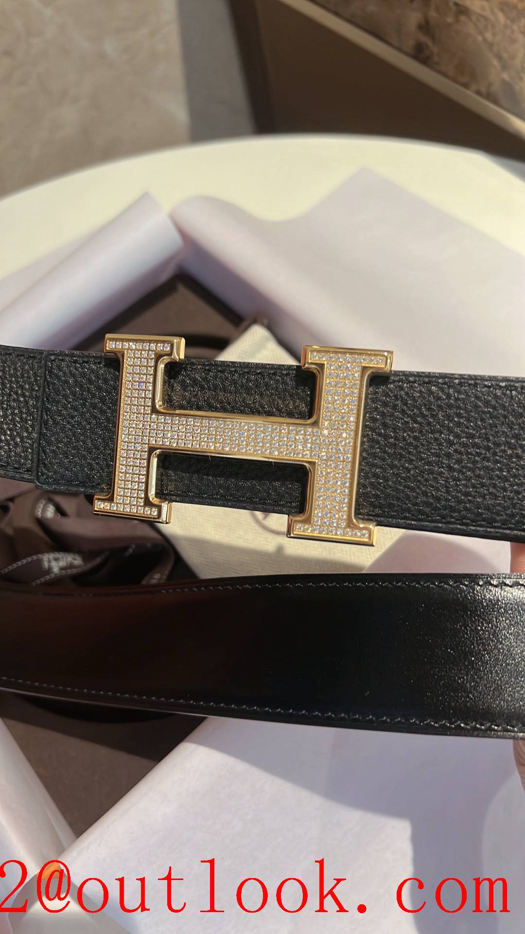 Hermes Stainless steel inlaid drill button process belt