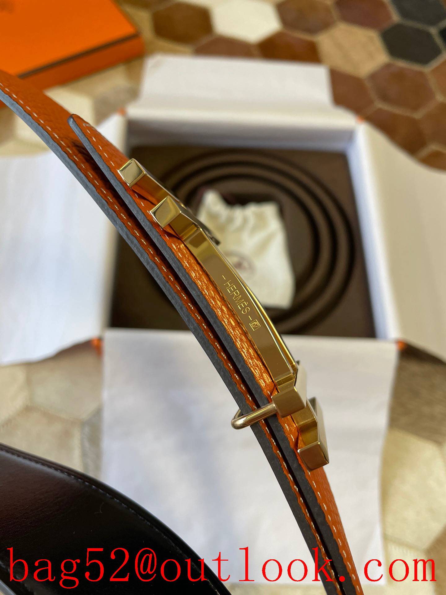 Hermes original single-quality classic mens belt