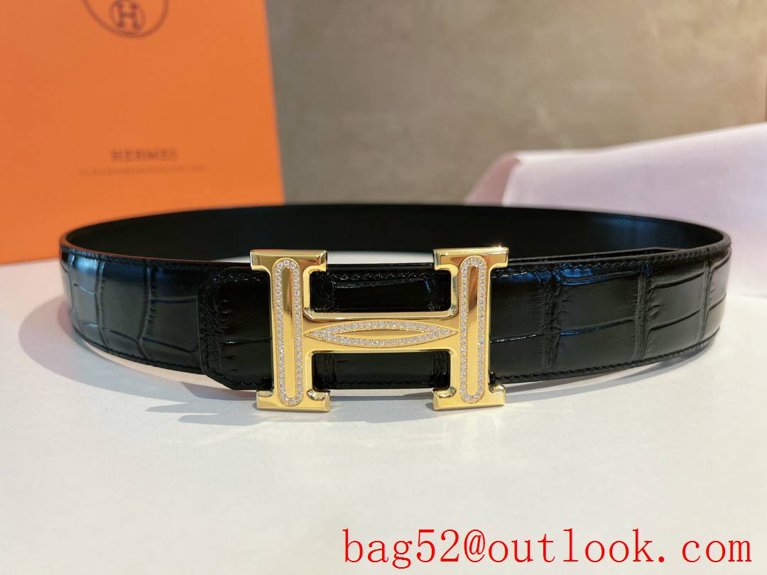 Hermes Stainless steel inlaid with Austrian crystal diamonds belt