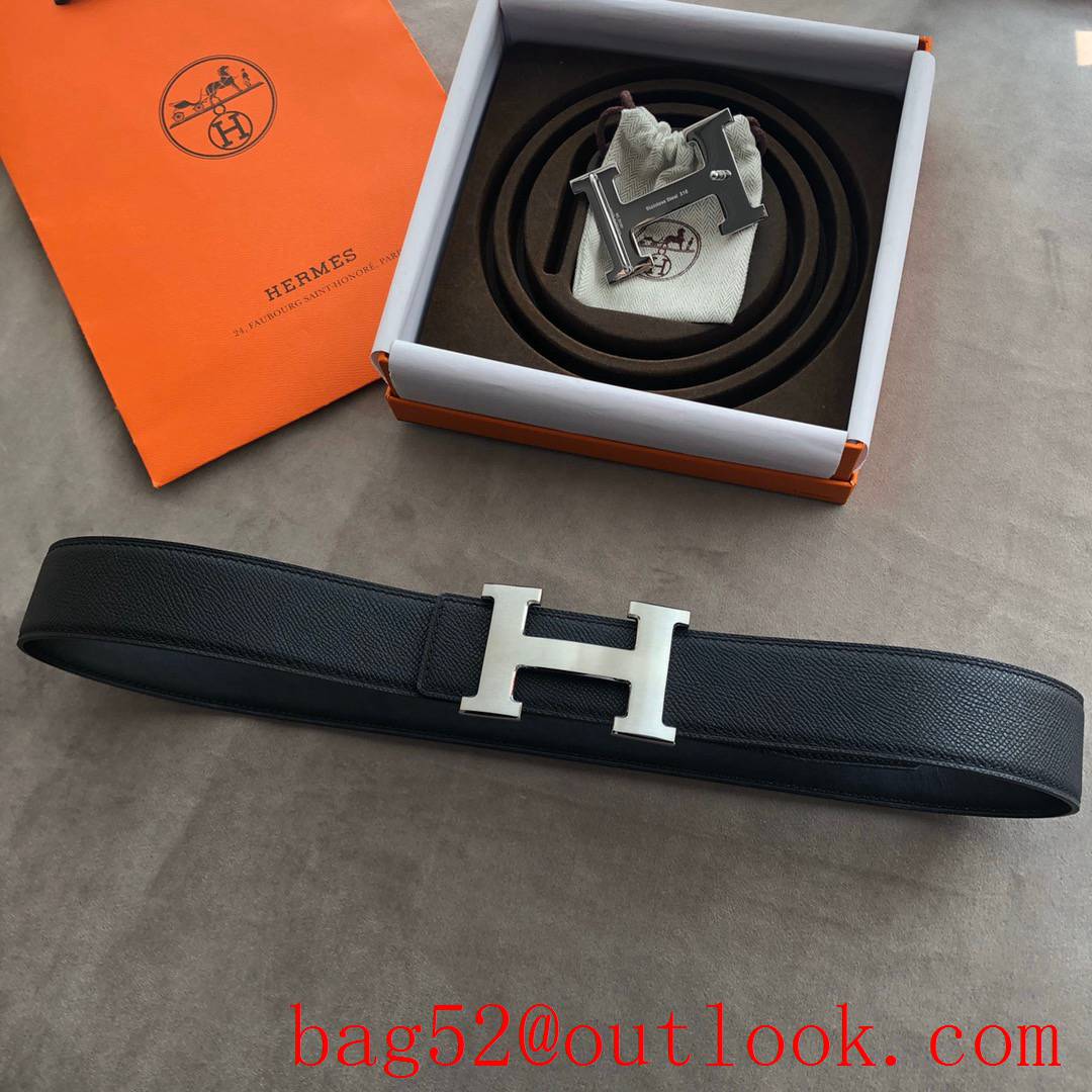 Hermes men's 3.8cm stainless steel 316H metal buckle belt