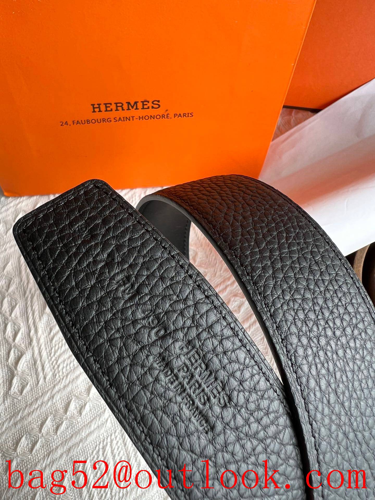 Hermes Togo leather double-sided leather belt