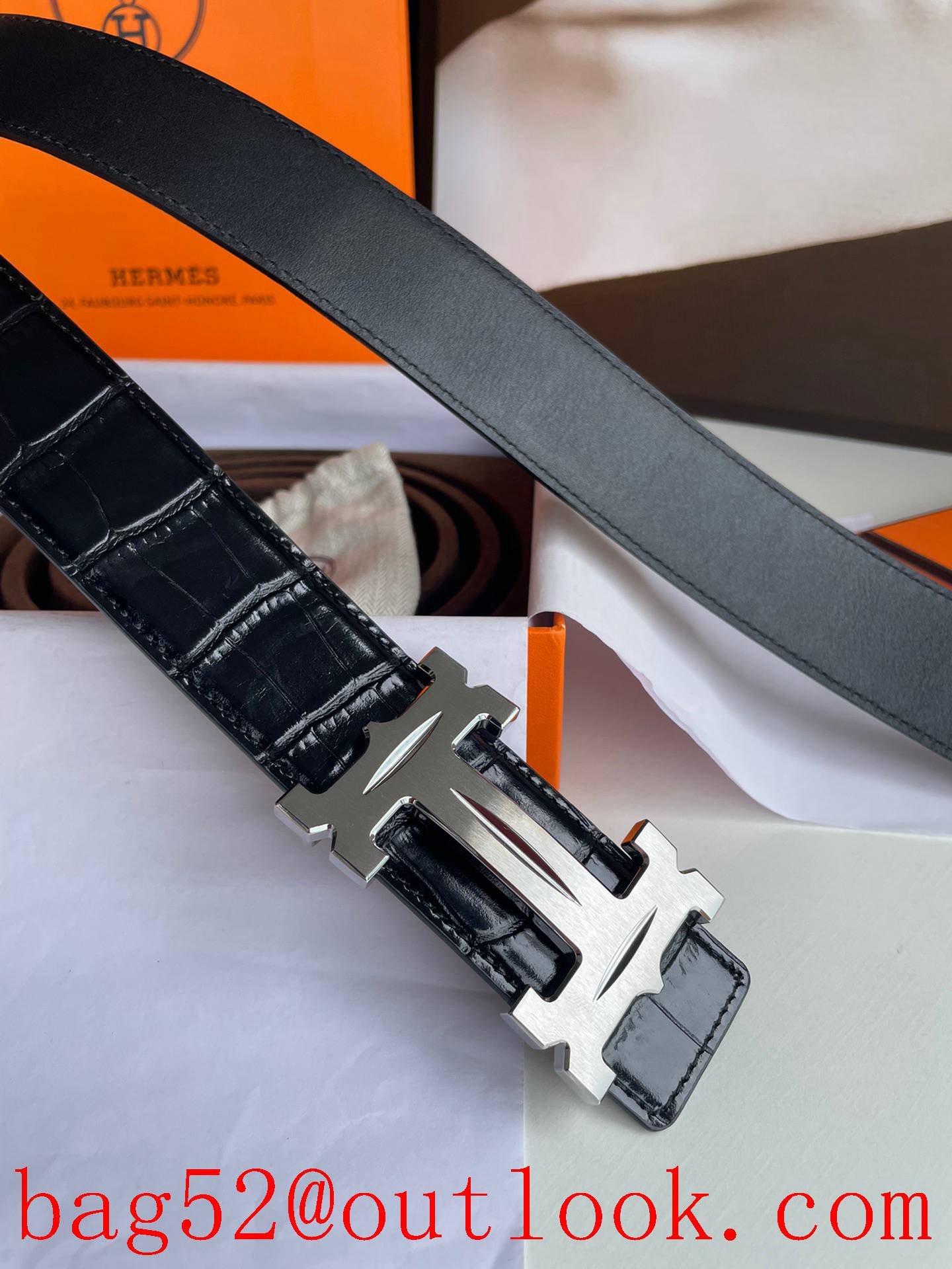 Hermes men's 3.8cm stainless steel material belt