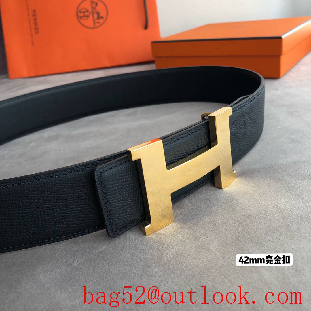 Hermes men's belt 42mm Solder Point Metal gold Buckle belt