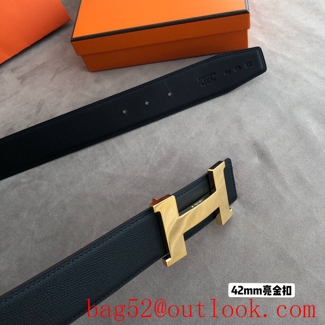 Hermes men's belt 42mm Solder Point Metal gold Buckle belt
