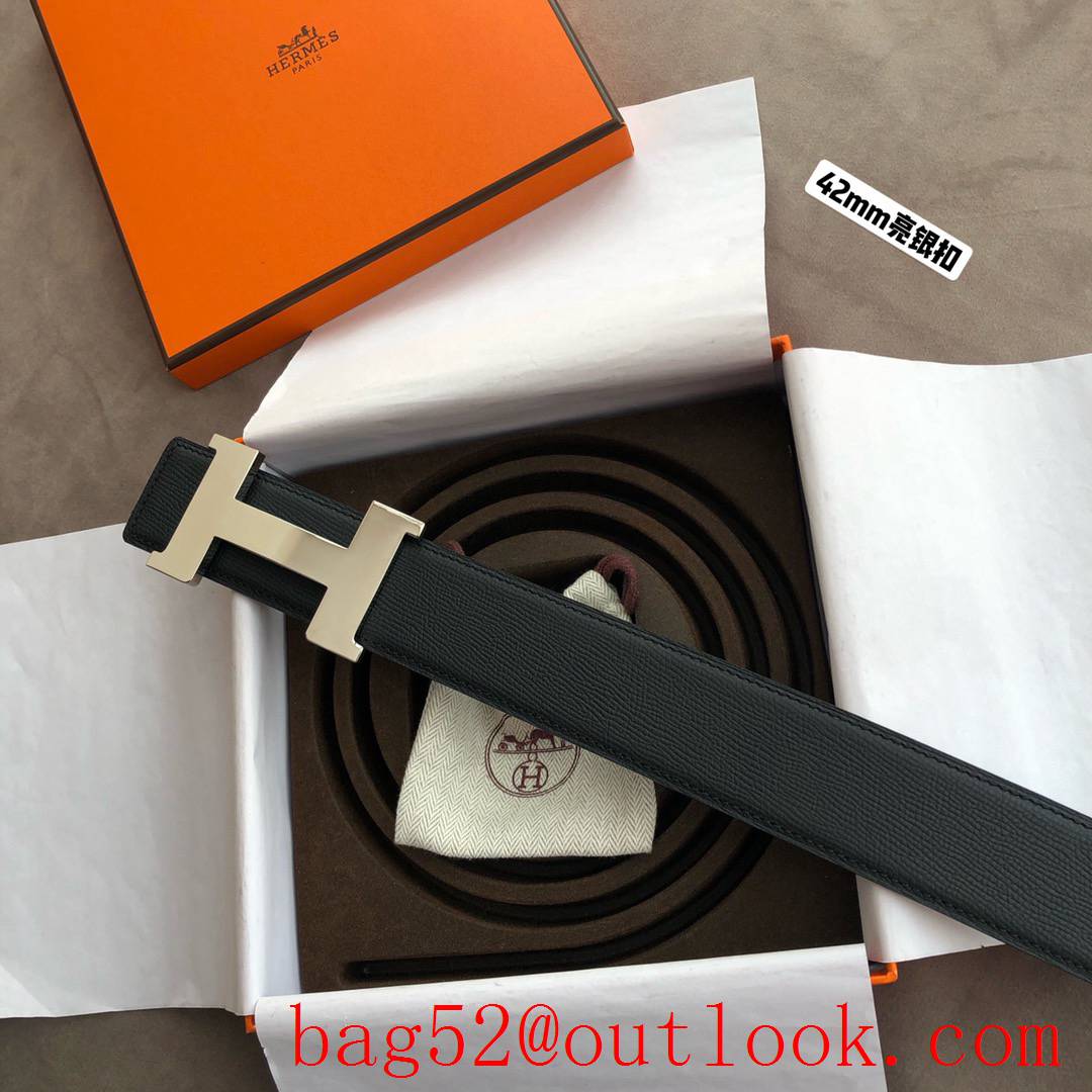 Hermes men's belt 42mm Solder Point Metal sliver Buckle belt