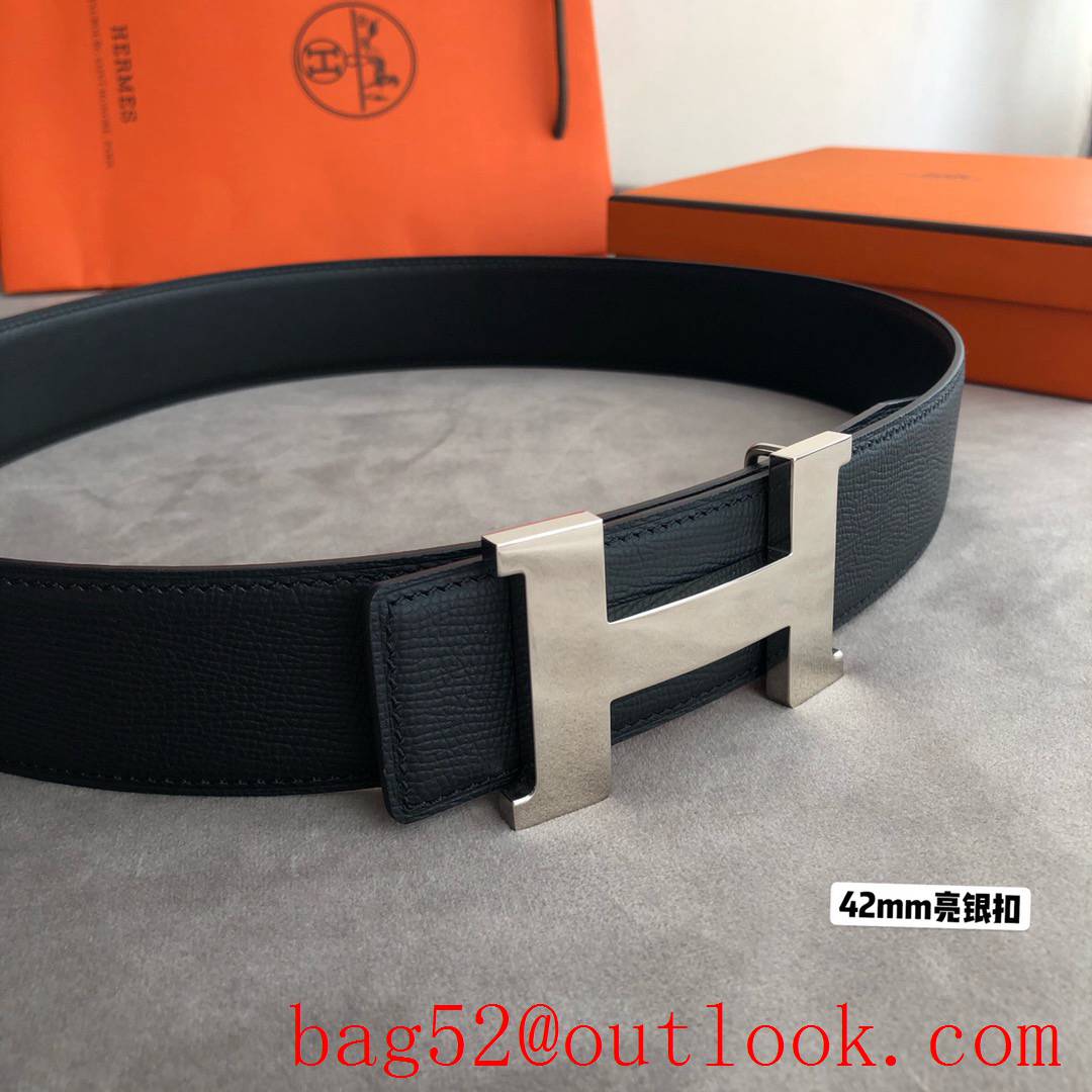 Hermes men's belt 42mm Solder Point Metal sliver Buckle belt