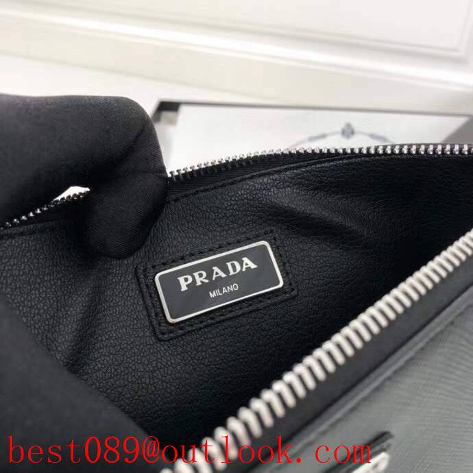 Prada black medium men Imported cross pattern wallet purse card handbag holder zipply bag 3A copy