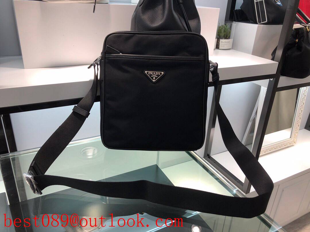 Prada black import parachute nylon waterproof fabric waist bag 3A copy