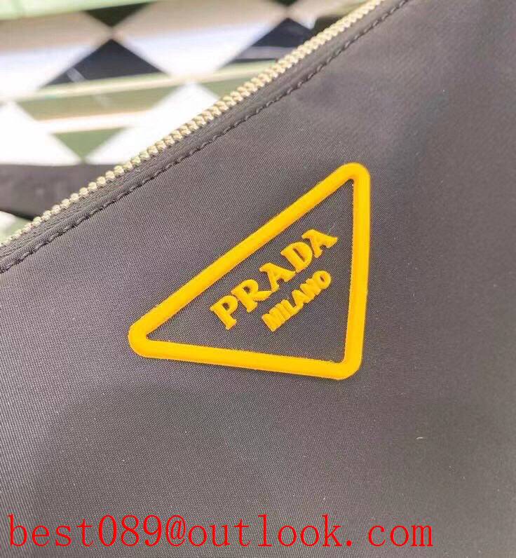 Prada Classic Triangular Enamel Logo black medium handbag zipper bag 3A copy