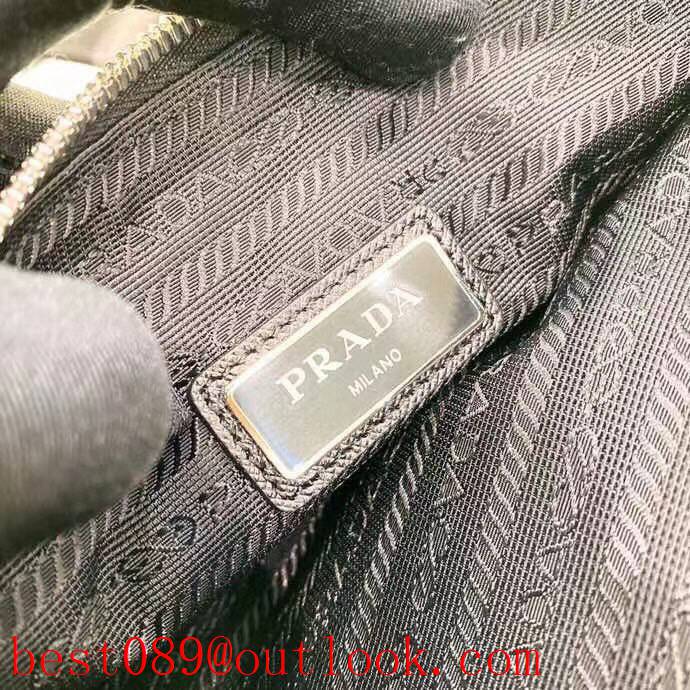 Prada Classic Triangular Enamel Logo black medium handbag zipper bag 3A copy