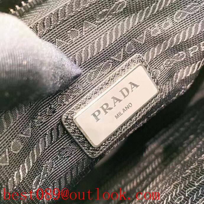 Prada Classic Triangular Enamel Logo grey medium handbag men purse coin shoulder bag 3A copy