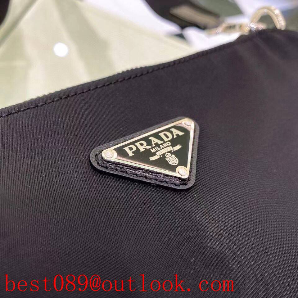 Prada medium black coin purse ClassicTriangular Enamel Logo men shoulder bag 3A copy