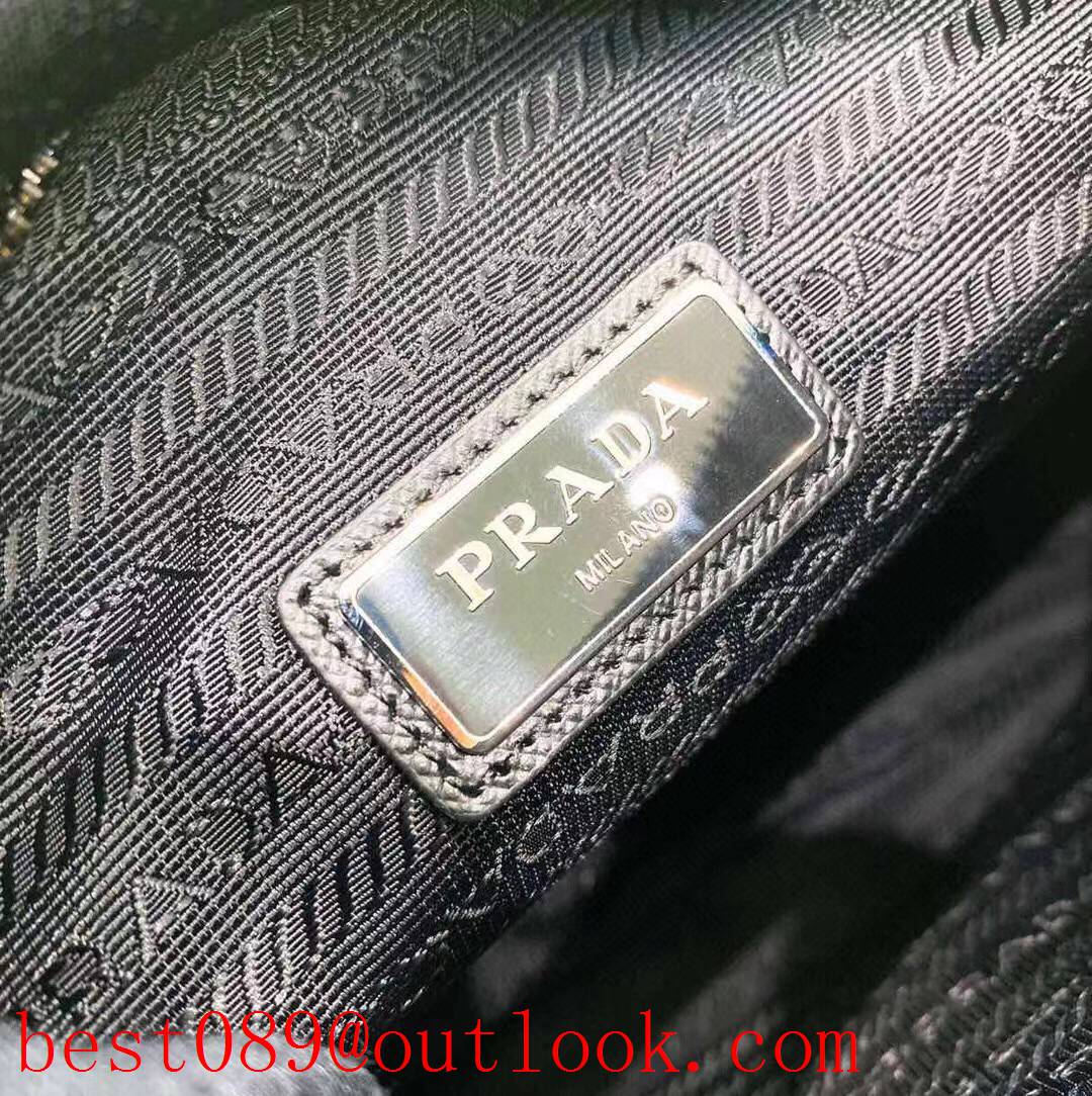 Prada medium black coin purse ClassicTriangular Enamel Logo men shoulder bag 3A copy