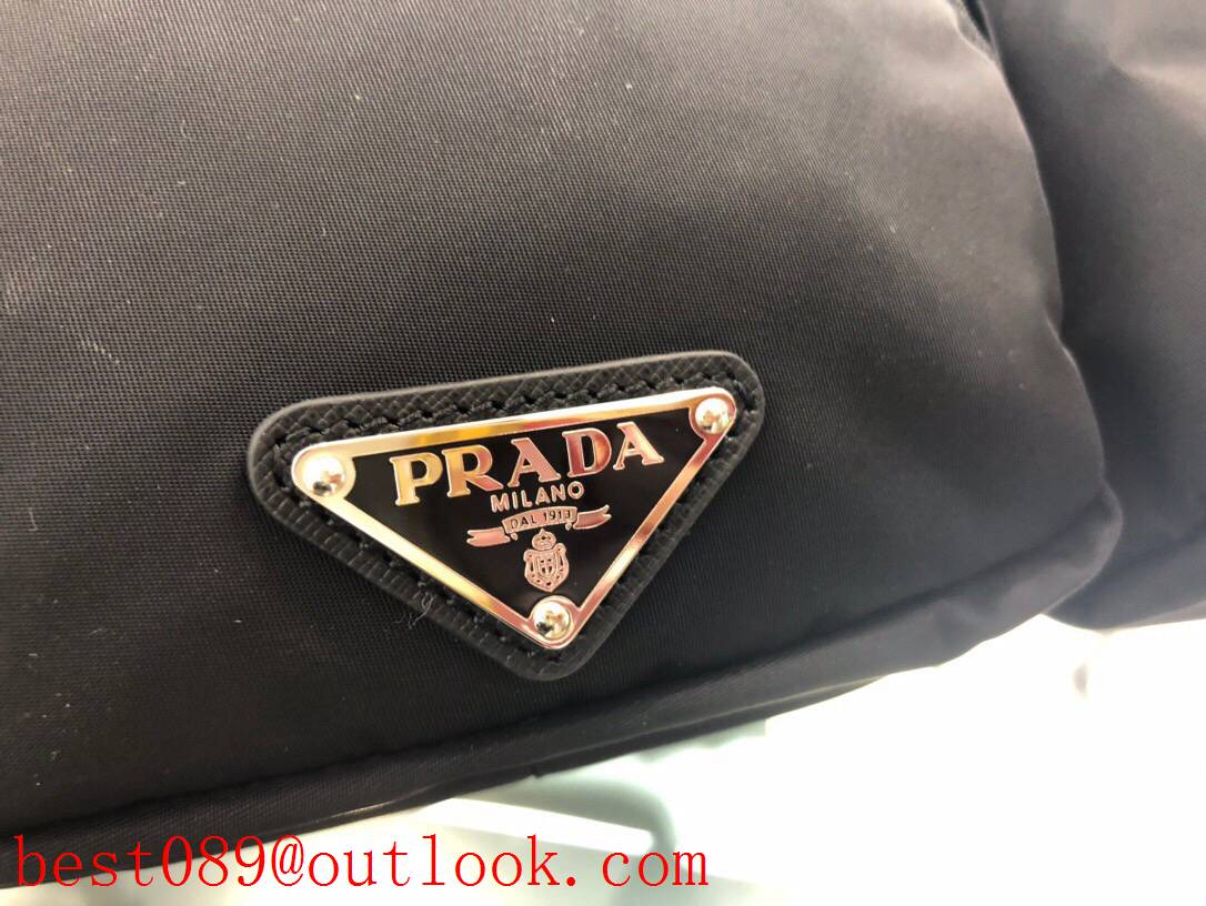 Prada black Unisex Imported Nylon Parachute Fabric wasit bag 3A copy