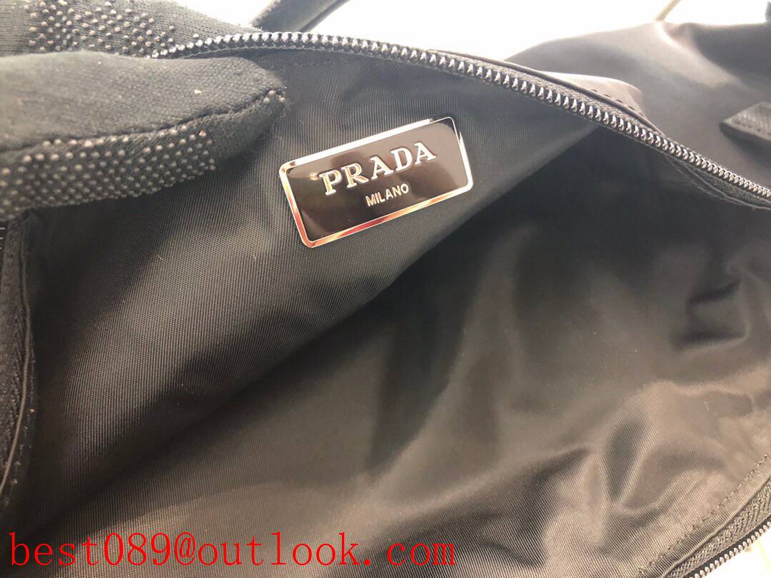 Prada black Unisex Imported Nylon Parachute Fabric wasit bag 3A copy