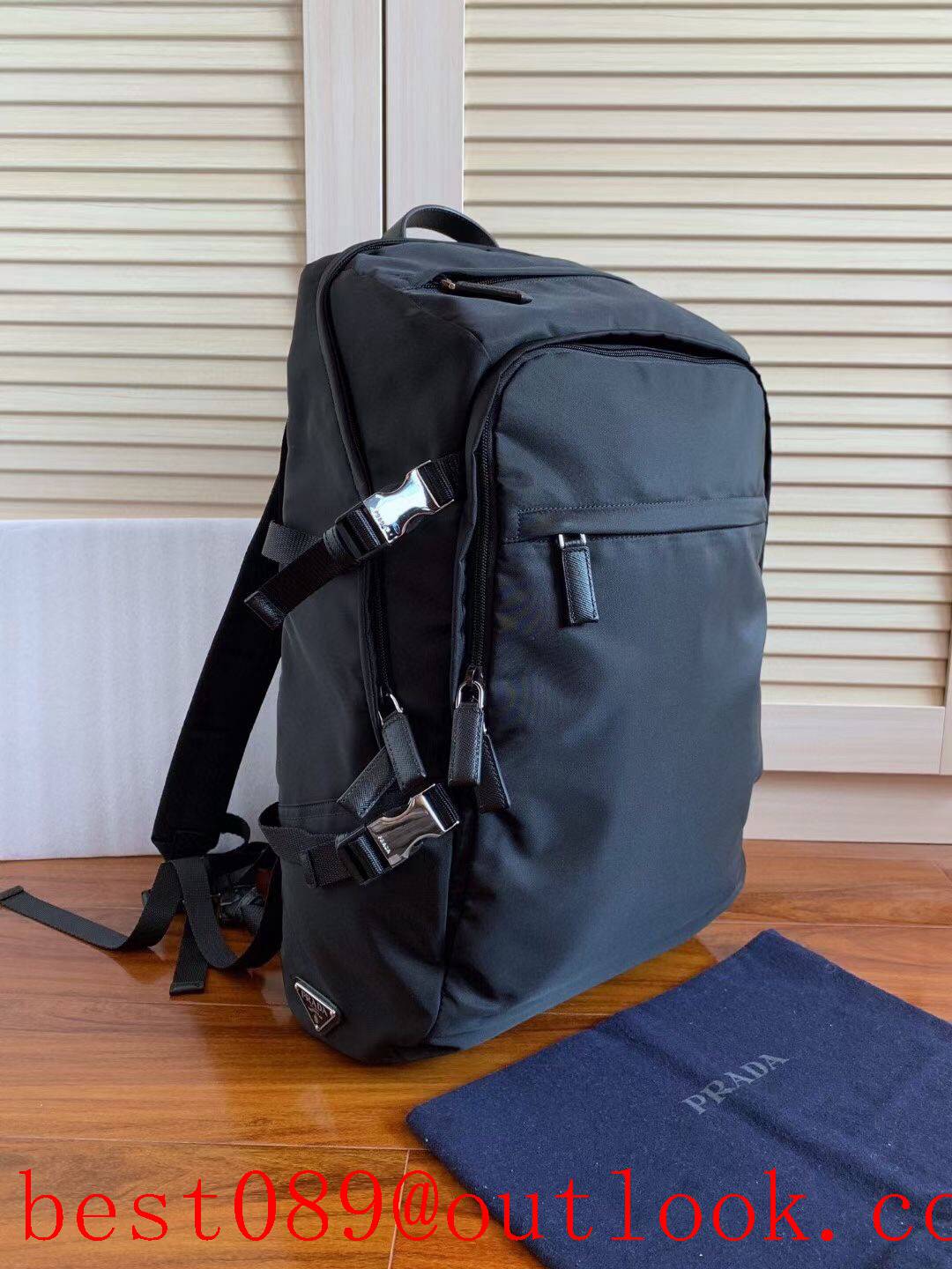 Prada black large Parachute multi-pocket utility backpack bag 3A copy