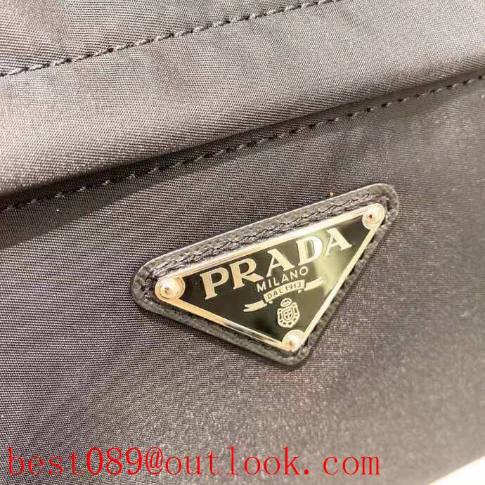 Prada black triangular enamel nameplate logo imported original parachute fabri backpack bag 3A copy