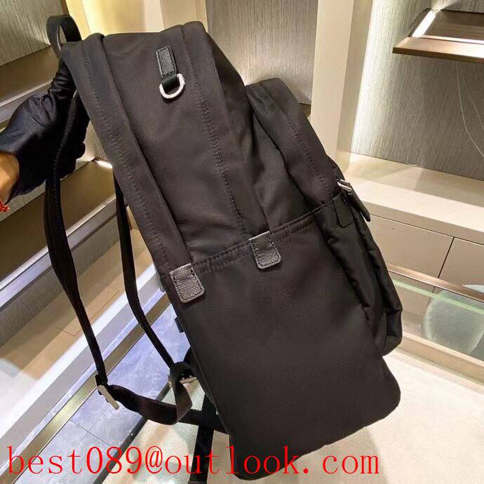 Prada black triangular enamel nameplate logo imported original parachute fabri backpack bag 3A copy