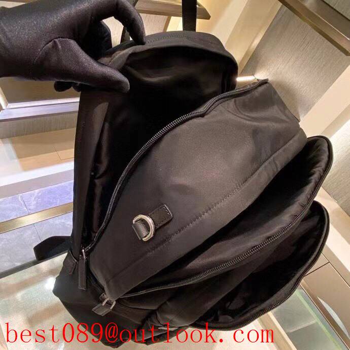 Prada black triangular enamel nameplate logo imported original parachute fabri backpack bag 3A copy