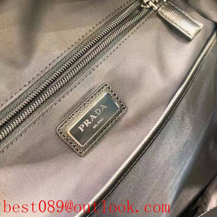 Prada black triangular enamel nameplate logo imported original parachute fabri backpack bag 3A copy