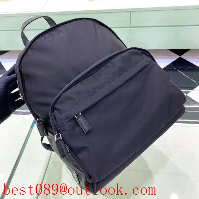 Prada large black waterproof parachute fabric big space backpack bag 3A copy