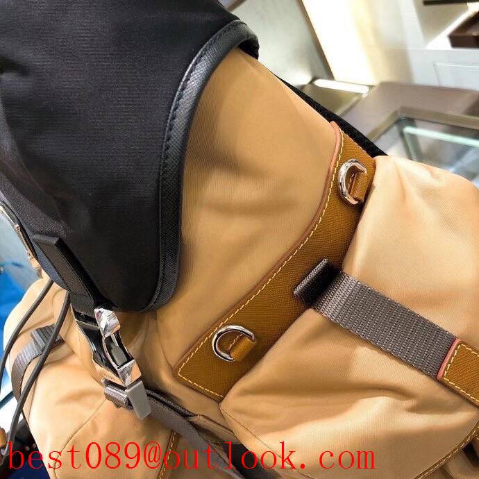 Prada brown large Saffiano leather trim backpack bag 3A copy