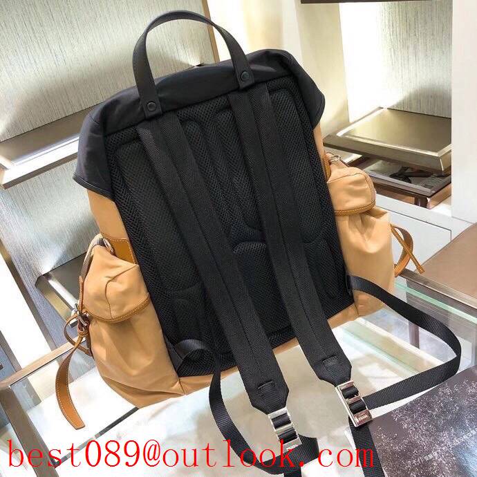 Prada brown large Saffiano leather trim backpack bag 3A copy