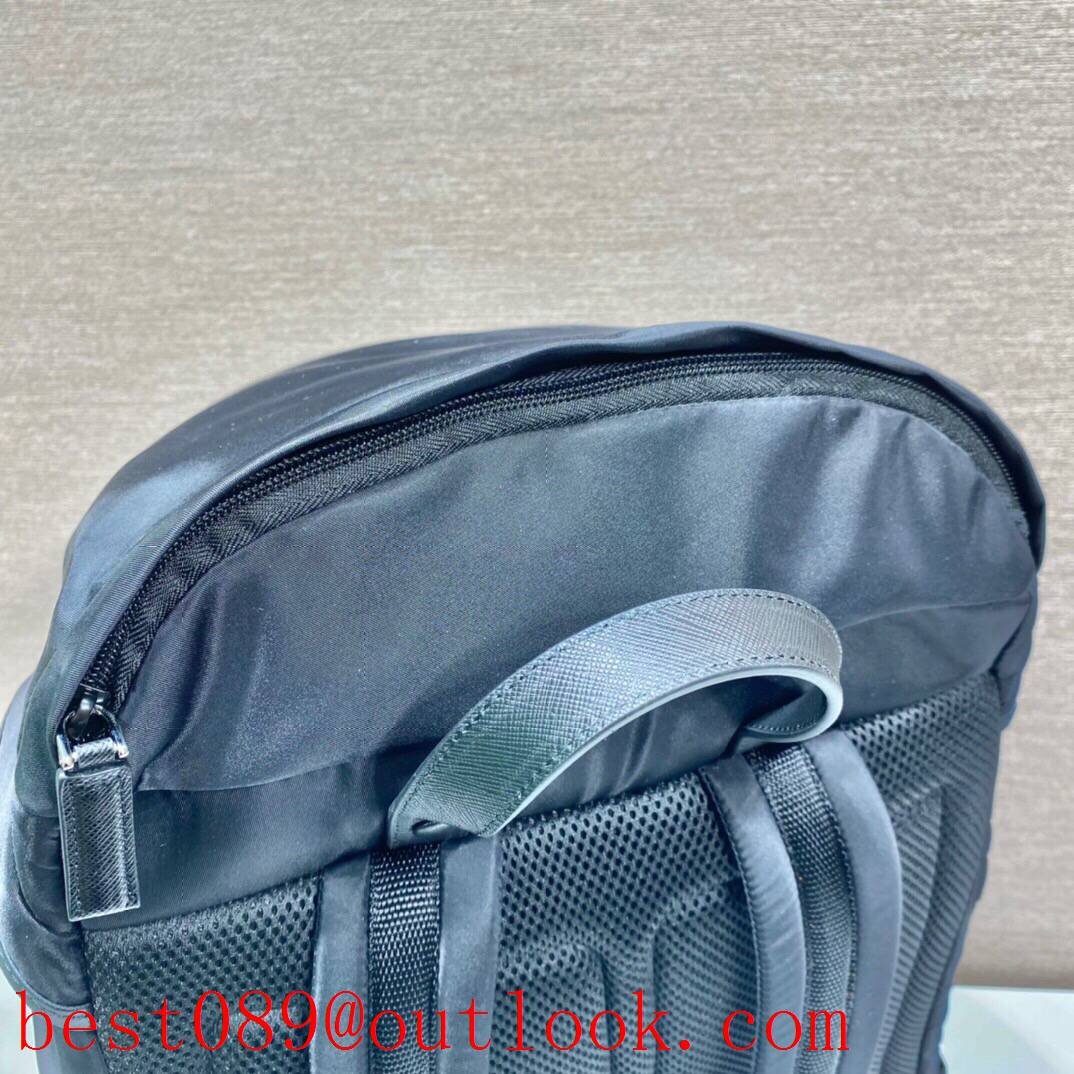 Prada black Re-Nylon large Saffiano leather big space climbing backpack bag 3A copy