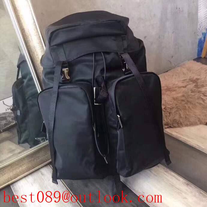 Prada black large parachute fabric import metal backpack bag 3A copy
