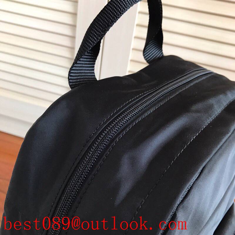 Prada black Backpack Imported parachute fabric White steel brushed hardware bag 3A copy