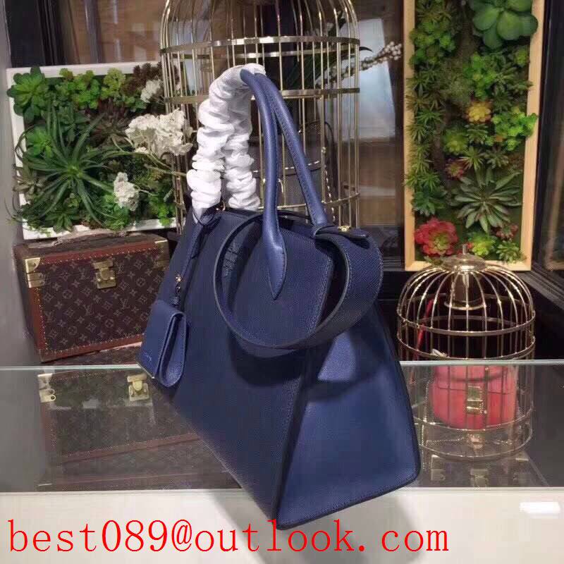 Prada navy blue leather saffiano metal shoulder tote crossbody Monochrome bag 3A copy