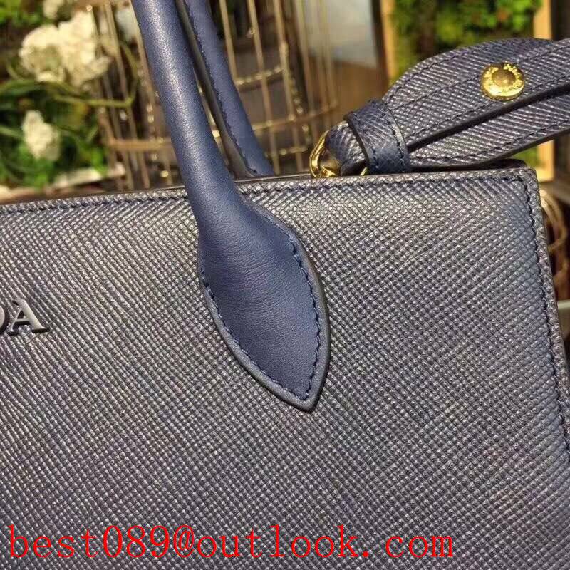 Prada navy blue leather saffiano metal shoulder tote crossbody Monochrome bag 3A copy