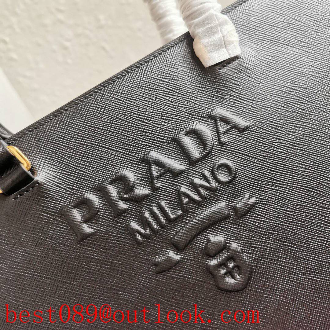 Prada large black leather tote shoulder handbag cowhide bag 3A copy