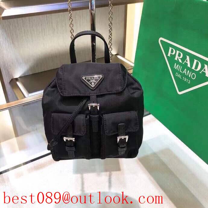 Prada black Mini messenger chain shoulder backpack bag 3A copy