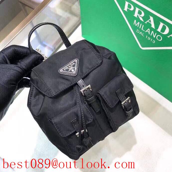 Prada black Mini messenger chain shoulder backpack bag 3A copy