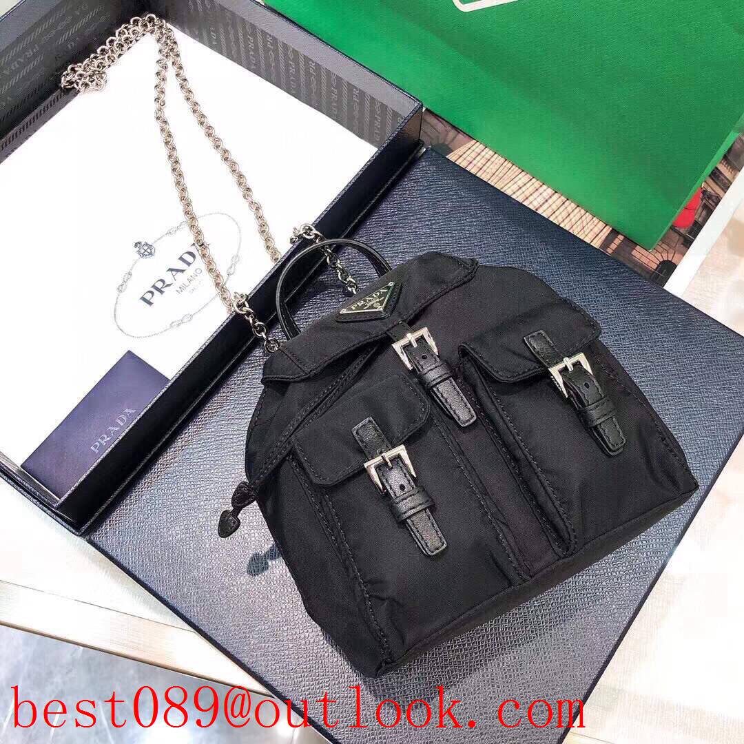 Prada black Mini messenger chain shoulder backpack bag 3A copy