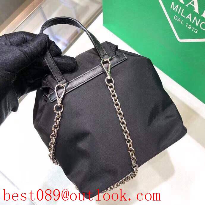 Prada black Mini messenger chain shoulder backpack bag 3A copy