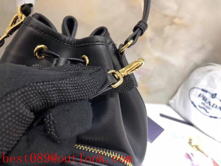 Prada small black import leather shoulder backpack bag 3A copy