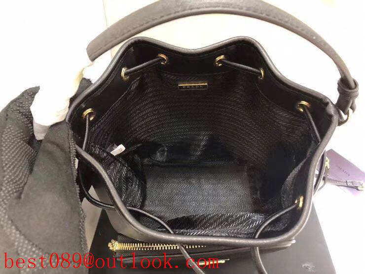 Prada small black import leather shoulder backpack bag 3A copy