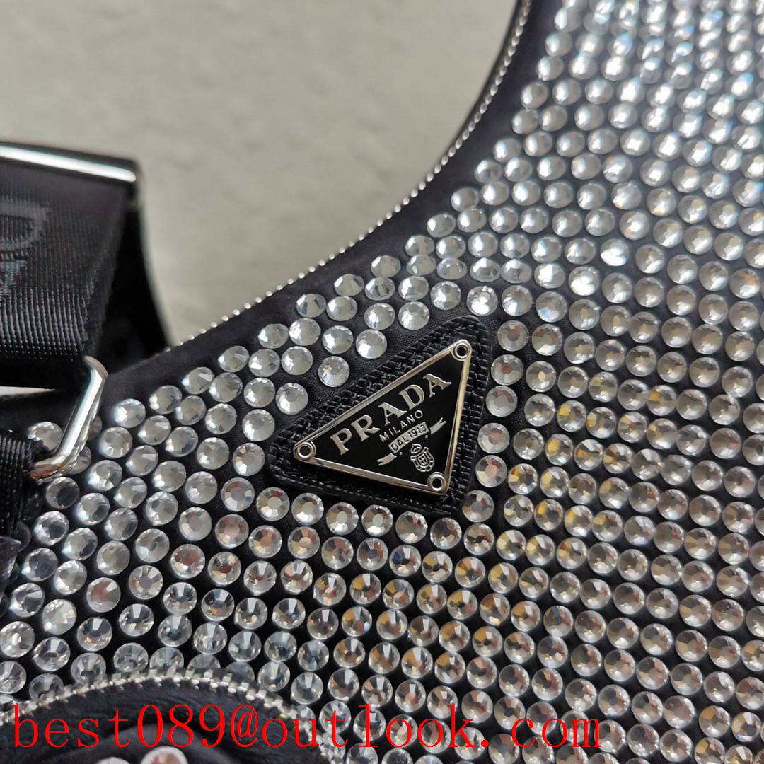 Prada grey beautiful flashing rhinestones medium diamond mesh bag 3A copy