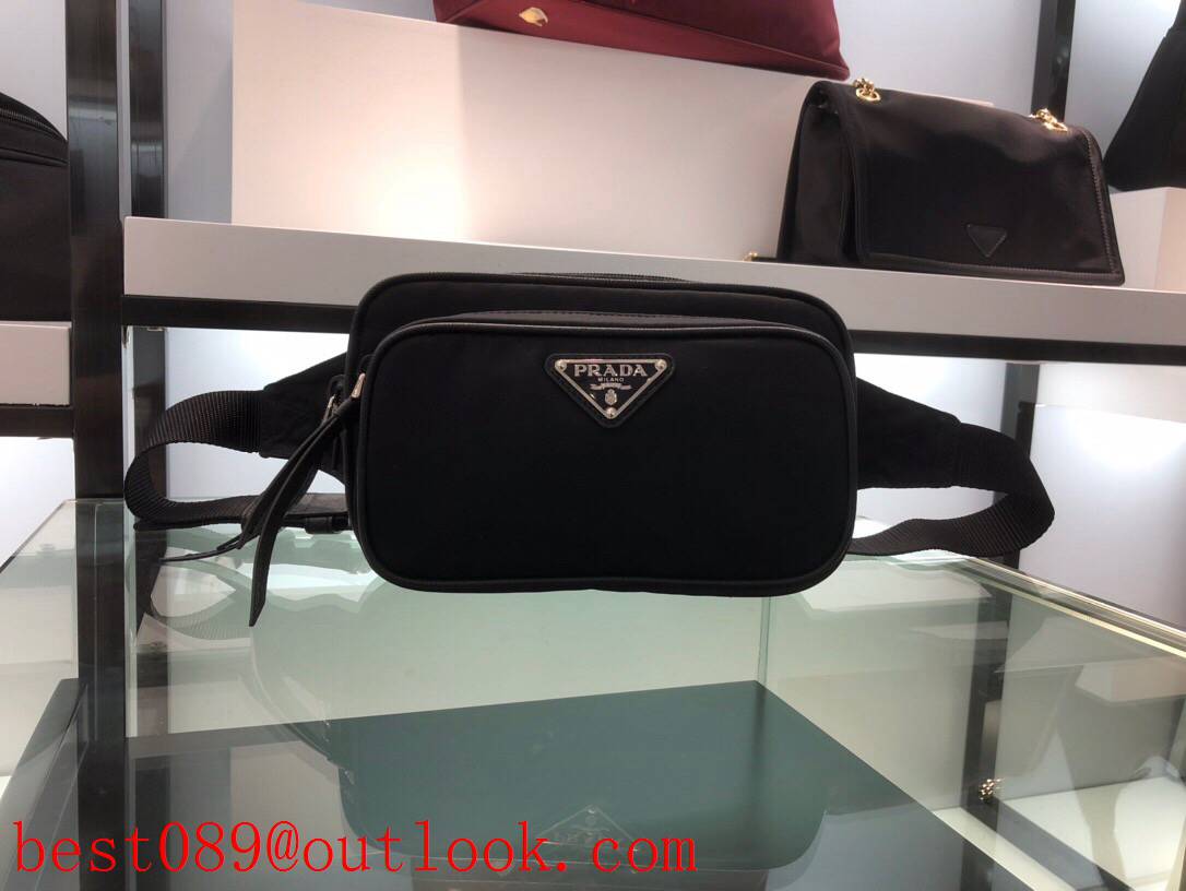 Prada black small wasit chest men bag 3A copy