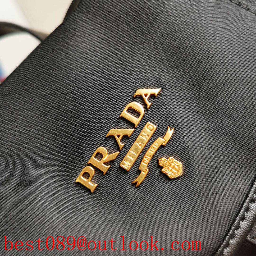 Prada black gold logo backpack Saffiano leather backpack bag 3A copy