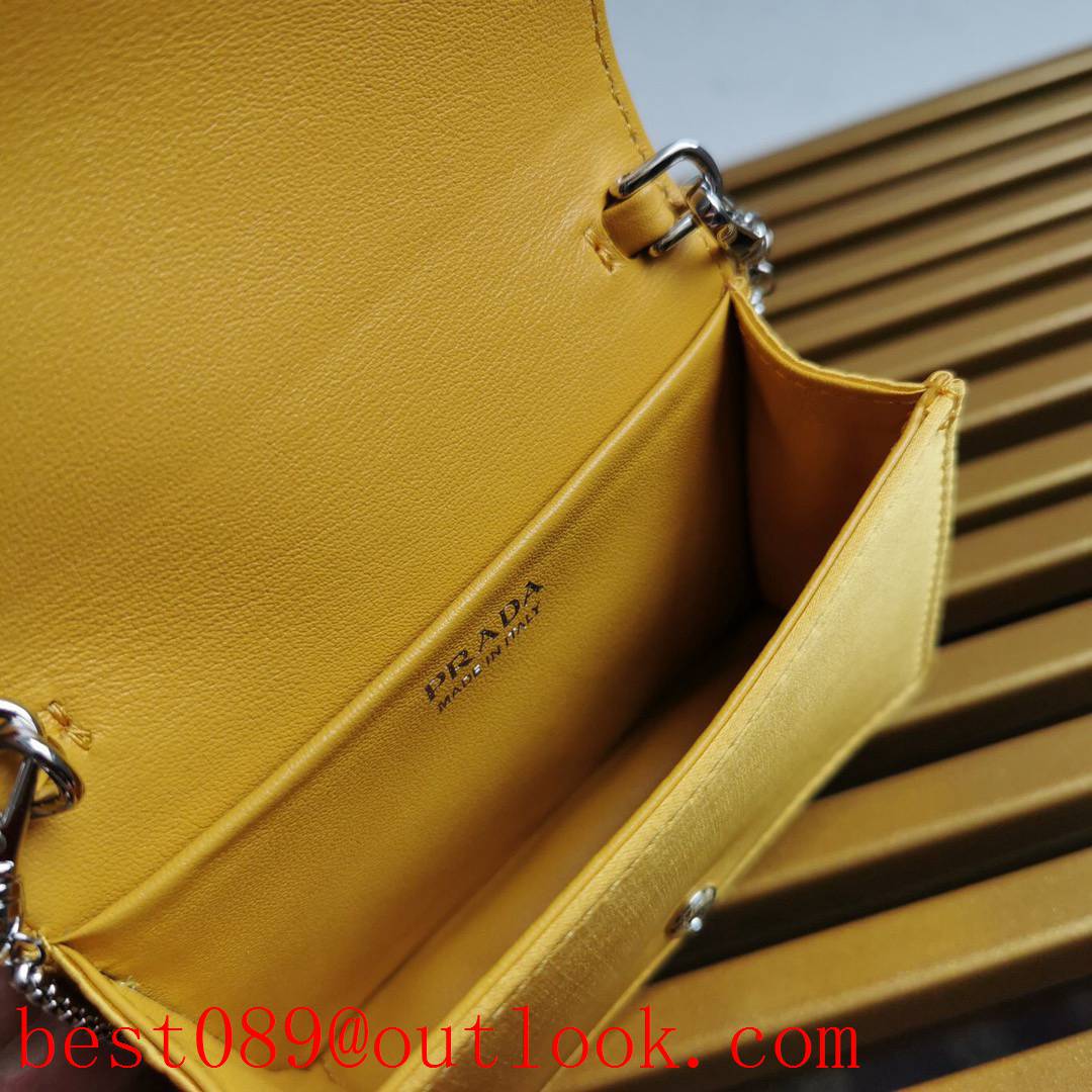 Prada yellow Duchesse throughout chest wasit chain card holder crystals shoulder bag 3A copy