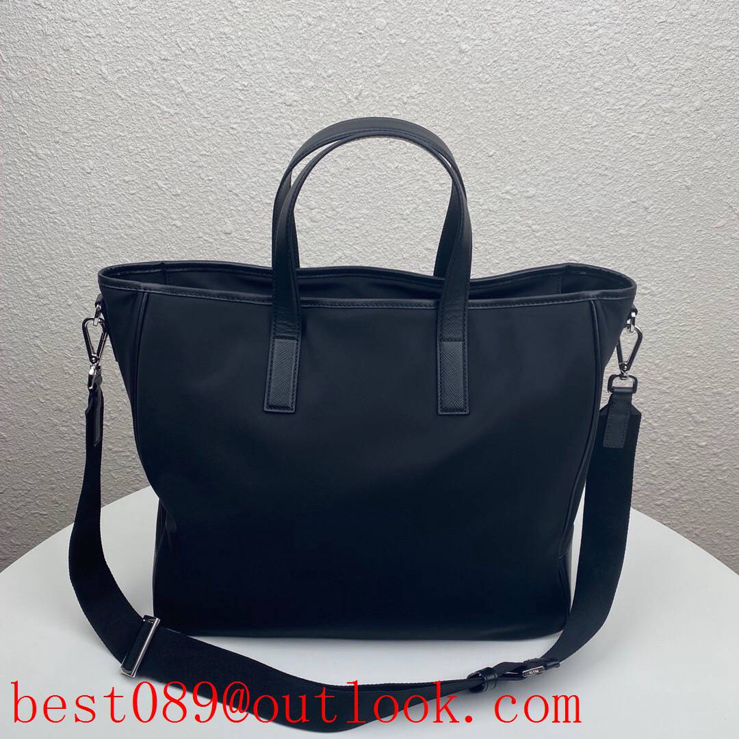 Prada minimalist black leather tote shoulder modern twist shopping handbag bag 3A copy