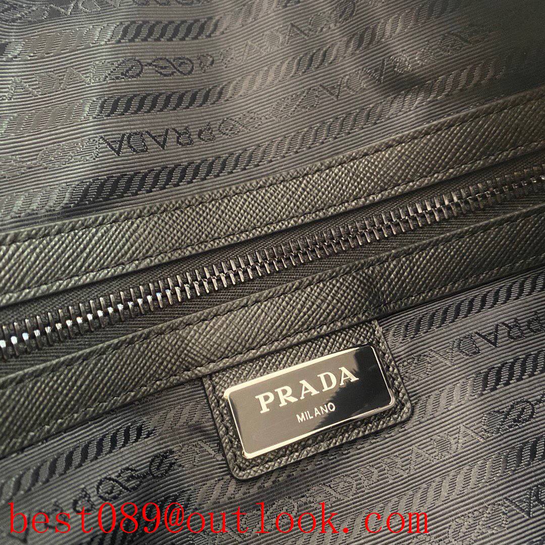 Prada minimalist black leather tote shoulder modern twist shopping handbag bag 3A copy