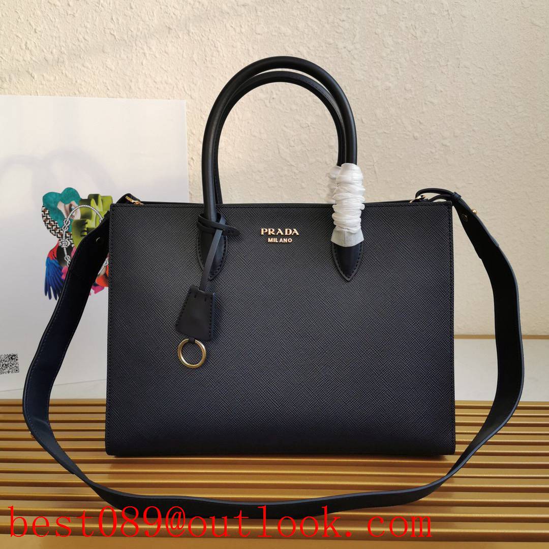 Prada Saffiano Leather black large tote shoulder handbag 3A copy